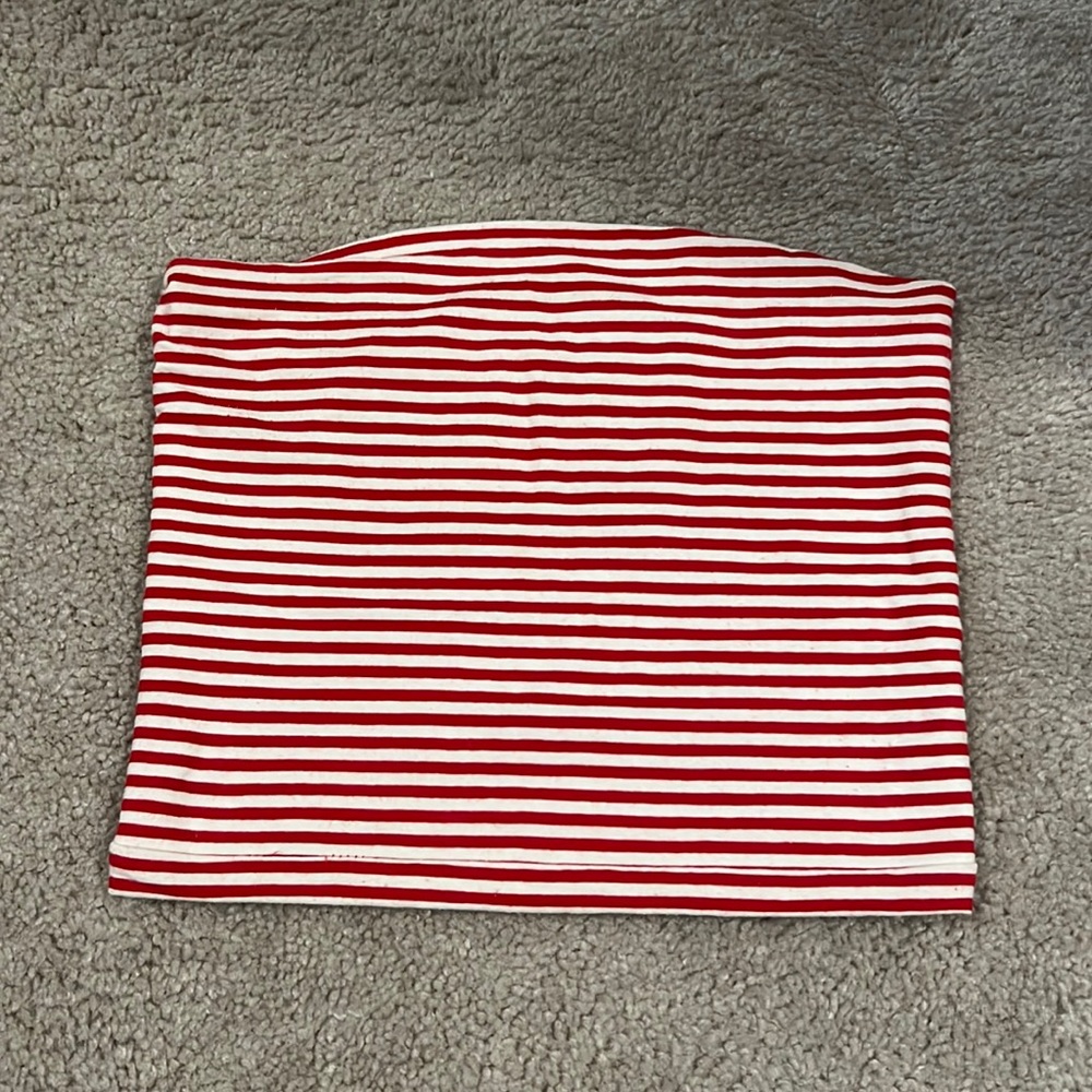 brandy melville red and white striped tube top